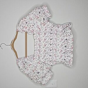 VICI x Gina Claudia Cotton Puffed Sleeve Floral Smocked top Size L